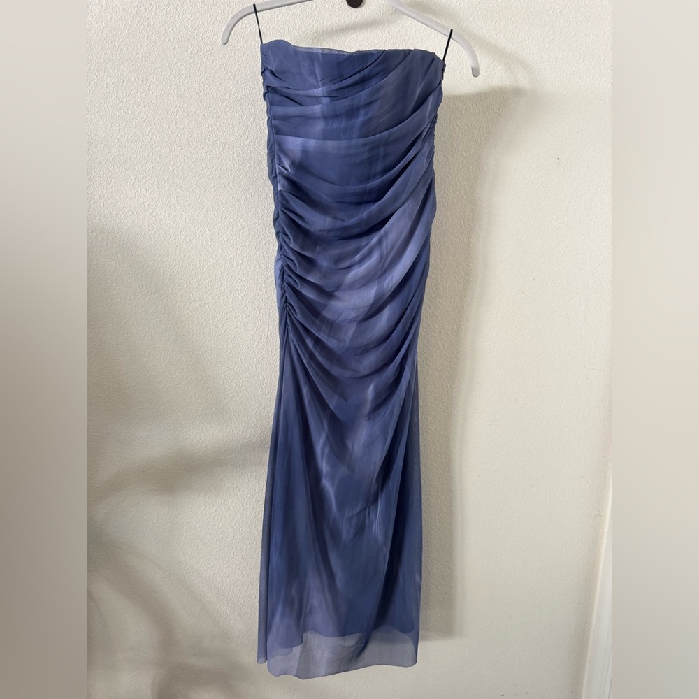 Zara Strapless Tulle Tie-Dye Print Dress - Picture 9 of 12
